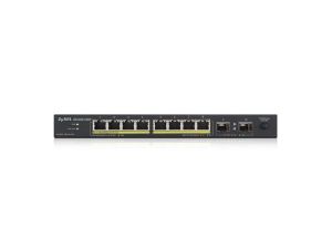 Суич Zyxel GS1100-10HP v2, unmanage PoE 8x Gigabit, 2x Fiber Uplink, 120 Watt PoE