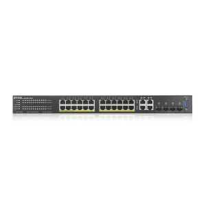 Суич ZyXEL GS2220-28HP, EU region, 24-port GbE L2 PoE Switch with GbE Uplink (1 year NCC Pro pack license bundled)