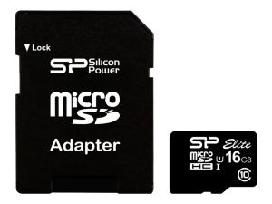 MicroSD памет 16GB SILICON POWER Elite microSDHC Class 10 UHS-1 + SD Адаптер