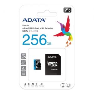 MicroSD памет ADATA Premier 256GB microSDXC Class 10 U1 + SD Адаптер