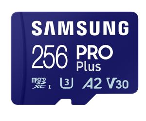 MicroSD памет 256GB SAMSUNG PRO Plus microSD Card (2023), microSDXC UHS-I U3, V30, A2 + SD адаптер