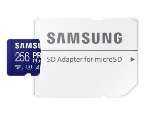 MicroSD памет 256GB SAMSUNG PRO Plus microSD Card (2023), microSDXC UHS-I U3, V30, A2 + SD адаптер