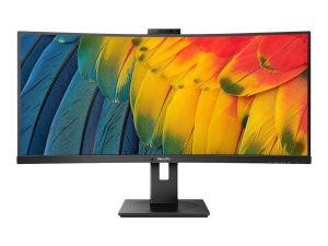 Монитор PHILIPS 34B1U5600CH/00, 34" VA Curved 1500R, UWQHD (3440 x 1440) 120Hz, 21:9, 4ms, 350cd/m2, 3000:1, 5MP Webcam, Speakers 2x5W, HDMI, DP, USB-C, RJ-45, USB 3.2, Black