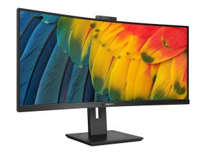 Монитор PHILIPS 34B1U5600CH/00, 34" VA Curved 1500R, UWQHD (3440 x 1440) 120Hz, 21:9, 4ms, 350cd/m2, 3000:1, 5MP Webcam, Speakers 2x5W, HDMI, DP, USB-C, RJ-45, USB 3.2, Black