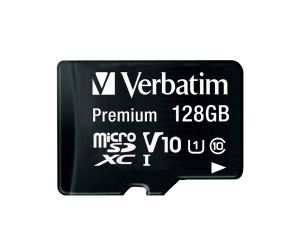 MicroSD памет 128GB VERBATIM Premium, microSDXC UHS-I V10 U1 Class 10 + SD Адаптер
