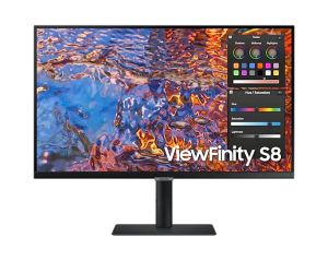 Монитор SAMSUNG ViewFinity S8 27B800 (LS27B800PXPXEN), 27.0" IPS, 4K UHD (3840x2160) 60Hz, 16:9, 5ms, 350 cd/m2, 1000:1, USB-C, Display Port, HDMI, LAN, Black