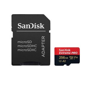 MicroSDXC памет 256GB SANDISK Extreme PRO, microSDXC  UHS-I U3 V30 A2 Class10 + SD Адаптер