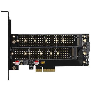 Адаптер SSD M.2 AXAGON PCEM2-D , PCI-E 3.0 4x - DUAL M.2 SSD (NVMe + SATA), dual voltage, up to 110mm SSD
