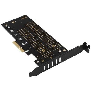 Адаптер SSD M.2 AXAGON PCEM2-D , PCI-E 3.0 4x - DUAL M.2 SSD (NVMe + SATA), dual voltage, up to 110mm SSD