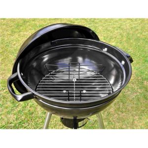 Барбекю на дървени въглища MASTER GRILL MG910, 46 см, Емайлирана стомана, Пепелник, 2 Колела, Черен/инокс