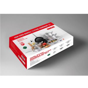 Комплект тенджери и тигани ROYALTY LINE T010-Silver, 10 части, Мраморно покритие, Индукция, Сребрист