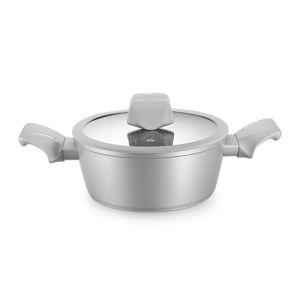 Комплект тенджери и тигани ROYALTY LINE T010-Silver, 10 части, Мраморно покритие, Индукция, Сребрист