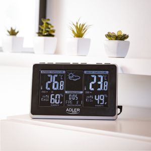 Метеорологична станция ADLER AD 1175, Прогноза за времето, Календар, Влагомер, Часовник, LCD екран, Сребрист