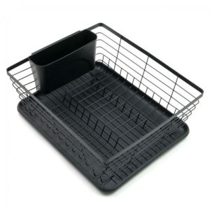 Сушилник за съдове KINGHOFF KH 1355, 35.5 см, Тава за отцеждане, Аксесоар за прибори, Черен