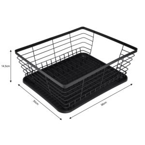 Сушилник за съдове KINGHOFF KH 1355, 35.5 см, Тава за отцеждане, Аксесоар за прибори, Черен