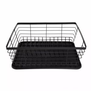 Сушилник за съдове KINGHOFF KH 1355, 35.5 см, Тава за отцеждане, Аксесоар за прибори, Черен