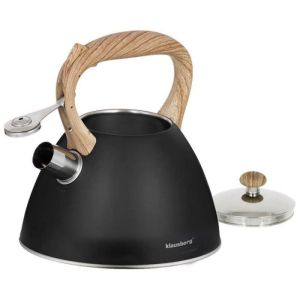 Чайник KLAUSBERG KB 7262, 22см, 3 л, Свирещ, Индукция, Черна стомана