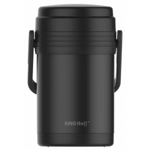 Термос за храна KINGHOFF KH 1396, 3 съда 1.5 литра, Нечуплив, Неръждаема стомана, Двойна стена, Черен