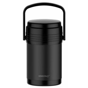Термос за храна KINGHOFF KH 1396, 3 съда 1.5 литра, Нечуплив, Неръждаема стомана, Двойна стена, Черен