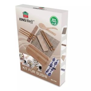 Комплект за суши KINGHOFF KH 1704, 11 бр., Бамбук 100%, Без BPA, Кафяв