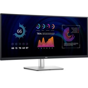 Монитор DELL P3424WE, 34" IPS Curved 3800R, WQHD (3440x1440) 60Hz, 21:9, 5ms, 1000:1, 300 cd/m2, HDMI, DP, USB-C, USB 3.2 hub, KVM ports, RJ45, Black