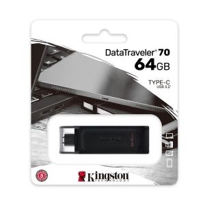 USB памет 64GB KINGSTON DataTraveler 70, USB-C 3.2 Gen 1, Black - DT70/64GB