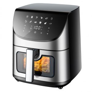 Фритюрник с горещ въздух Oliver VOLTZ OV51980X, 1700W, 7L, 12 програми, Прозорче за наблюдение, Таймер, Черен/Инокс