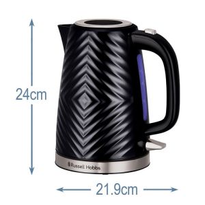 Електрическа кана RUSSELL HOBBS 26380-70, 2400 W, 1.7 л, Бързо завиране, 3D Дизайн, Чучур без подливане, Черен