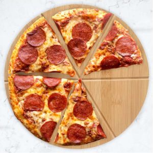 Дъска за рязане на пица KINGHOFF KH 1565, 35 см, 6 парчета, Бамбук