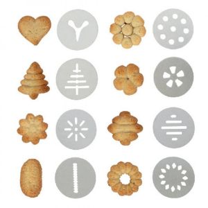 Шприц за сладки KINGHOFF KH 1363, 21х17 см, 8 шаблона, 8 накрайника, Инокс, Сив/черен