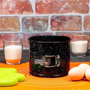 Форма за торта с падащо дъно KINGHOFF KH 1788, 12 см, Разтягащи се стени, Мраморно покритие, Стомана, Черен