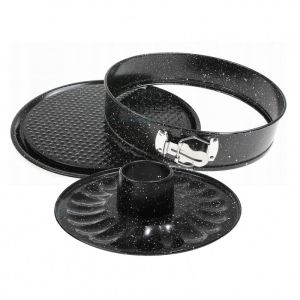 Форма за блат и кекс KINGHOFF KH 1780, 28 см, Падащо дъно, Стомана, Черен