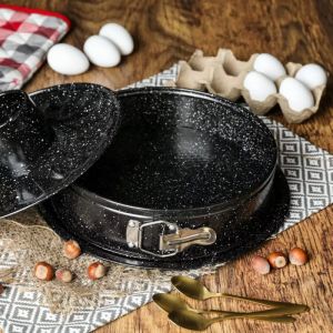 Форма за блат и кекс KINGHOFF KH 1779, 26 см, Падащо дъно, Стомана, Черен