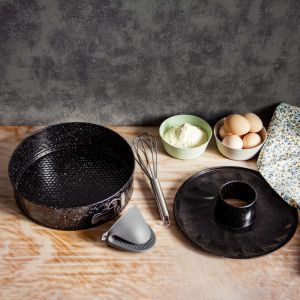 Форма за блат и кекс KINGHOFF KH 1779, 26 см, Падащо дъно, Стомана, Черен