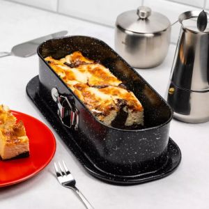 Форма за печене с падащо дъно KINGHOFF KH 1785, 34.5x15.5 см, Мраморно покритие, Черен