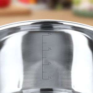 Тенджера ROSBERG R51210I22, 22 см, 4.7 литра, Двойно дъно, Индукция, Инокс/червен с бели точки