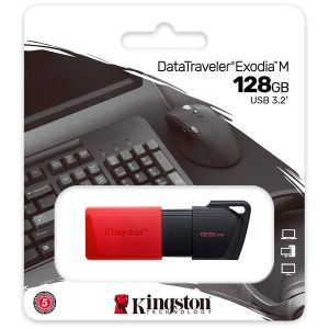 USB памет 128GB KINGSTON DataTraveler Exodia M, USB 3.2 Gen 1, Red - DTXM/128GB