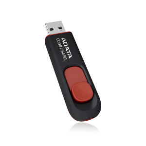 USB памет 64GB ADATA C008, USB 2.0, Black/Red - AC008-64G-RBK
