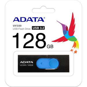 USB памет 128GB ADATA UV320, USB 3.2 Gen1, Black/Blue - AUV320-128G-RBKBL