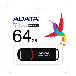 USB памет 64GB ADATA UV150, USB 3.2 Gen 1, Black - AUV150-64G-RBK