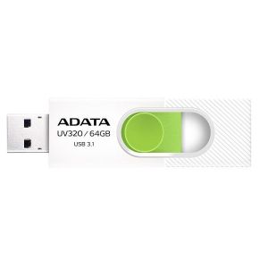 USB памет 64GB ADATA UV320, USB 3.2 Gen1, White/Green - AUV320-64G-RWHGN