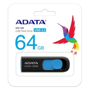 USB памет 64GB ADATA UV128, USB 3.2 Gen 1,  Black/Blue - AUV128-64G-RBE