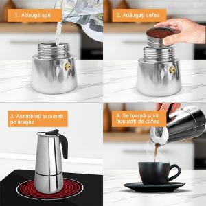 Кубинска кафеварка ROSBERG R51173F9, 9 чаши, Инокс