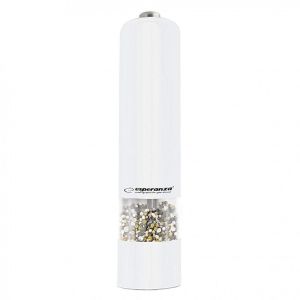 Електрическа мелничка за сол и пипер ESPERANZA Malabar EKP001W, LED, Работа с 1 бутон, Бял