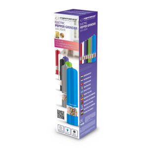 Електрическа мелничка за сол и пипер ESPERANZA Malabar EKP001W, LED, Работа с 1 бутон, Бял