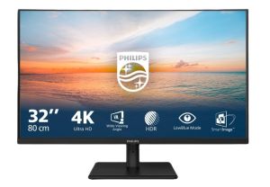 Монитор PHILIPS 32E1N1800LA/00, 31.5" VA, 4K UHD (3840x2160) 60Hz, 16:9, 4ms, 300cd/m2, 3500:1, Adaptive Sync, Speaker2x2W, 2xHDMI, DP, Black