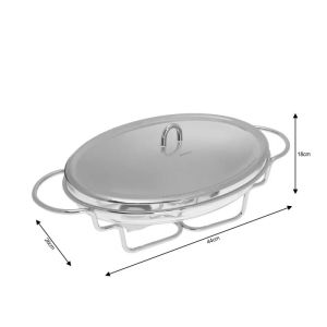 Съд за топло сервиране KINGHOFF KH 1411, Овал, 3 литра, Стоманен капак, Стъкло