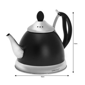 Чайник с цедка KINGHOFF KH 1538, 1 литър, Инокс, Черен/Сребрист