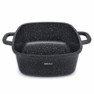 Тенджера за фурна и котлон KINGHOFF KH 1603, 24x24, 4.5l, Мраморно покритие, Индукция, Черен