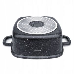 Тенджера за фурна и котлон KINGHOFF KH 1604, 26x26, 5.5l, Мраморно покритие, Индукция, Черен